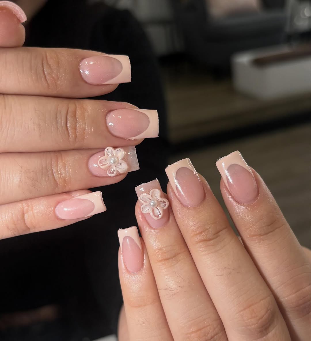 Pink glitter ombre nails